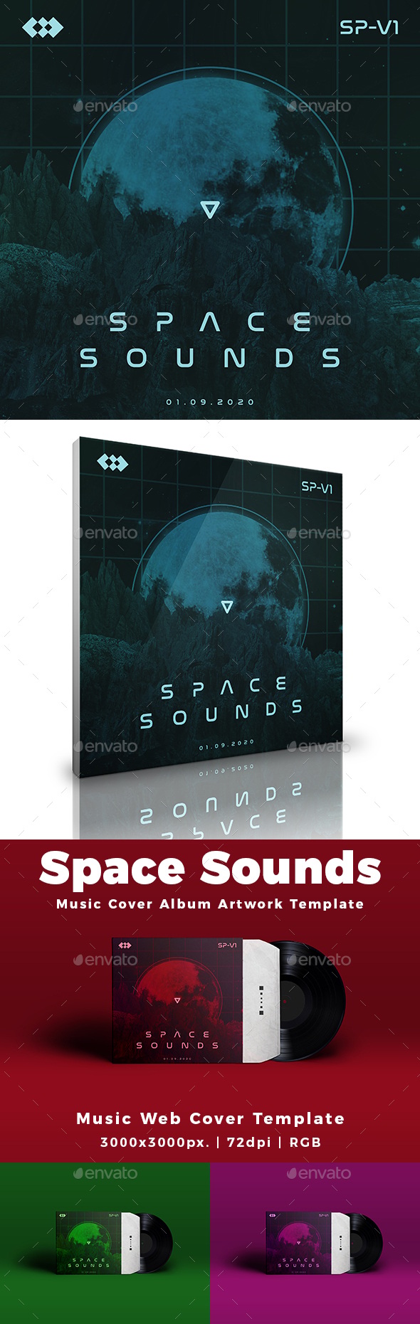 Space Sound Music Cover Album Artwork Template, Web Elements GraphicRiver